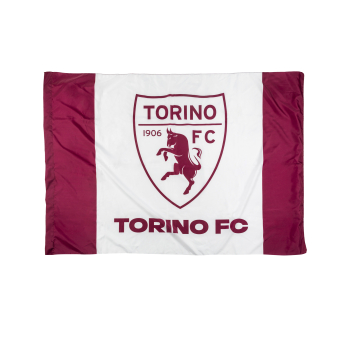 TORINO F.C. BANDIERA GRANDE BIANCA E GRANATA CON LOGO