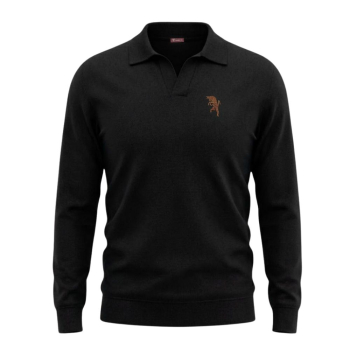 TORINO F.C. BLACK KNIT LONG-SLEEVE POLO